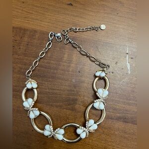 statement necklace Talbots gold-tone hoops, white enamel accents, rhinestone